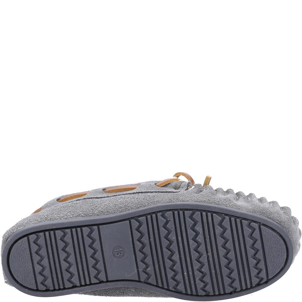 Childrens Slippers Grey Hush Puppies Addison Slipper