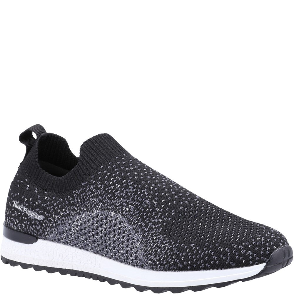 Ladies Sports Black Hush Puppies Ennis Trainer