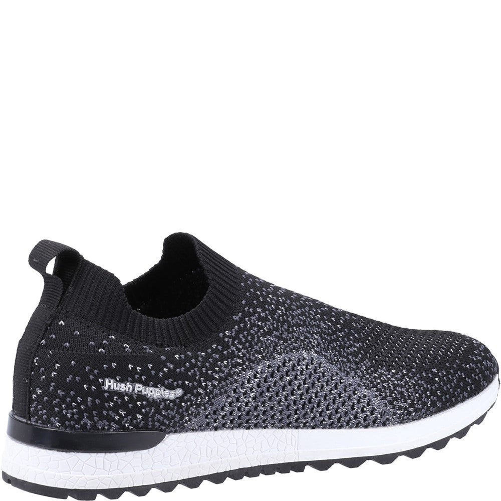 Ladies Sports Black Hush Puppies Ennis Trainer
