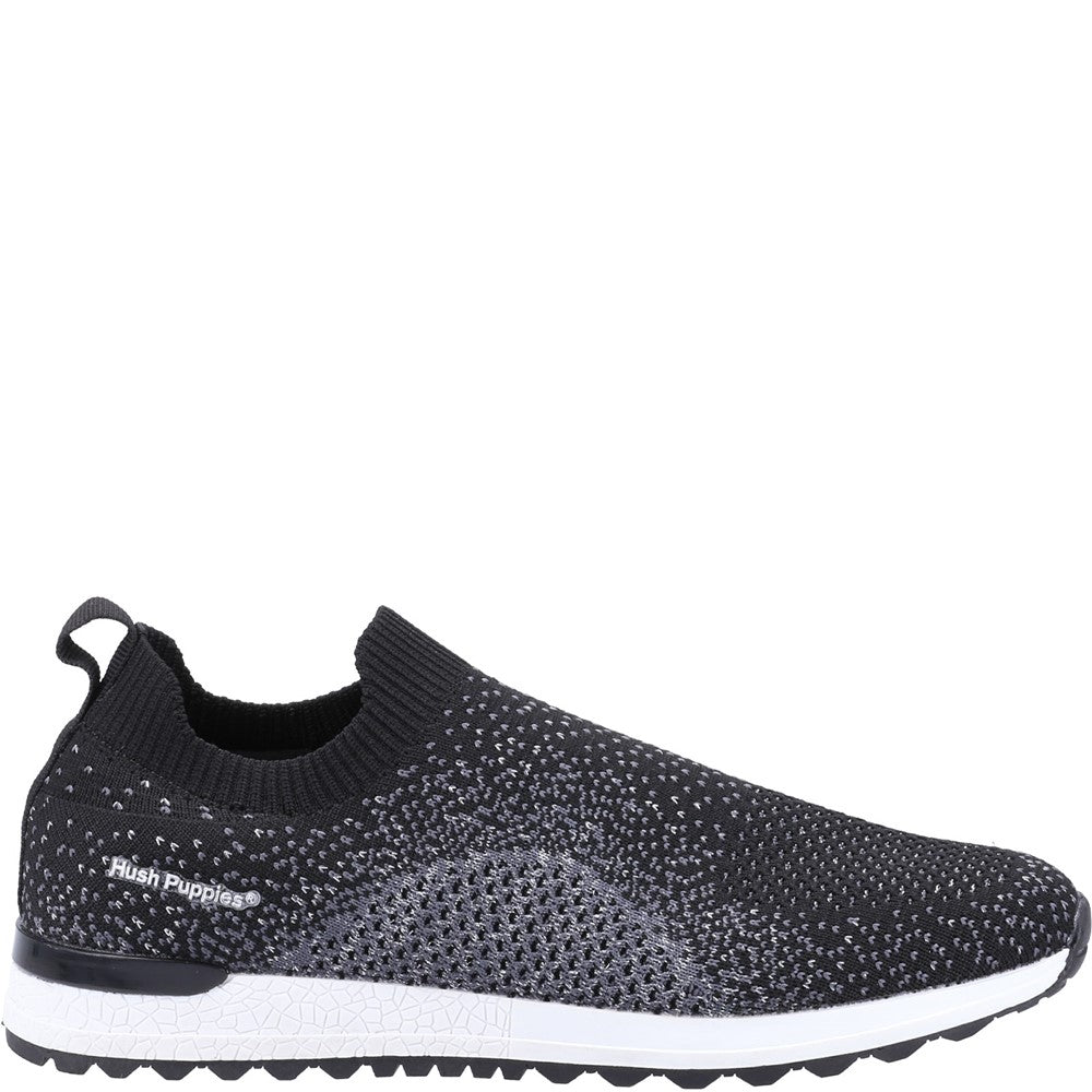Ladies Sports Black Hush Puppies Ennis Trainer