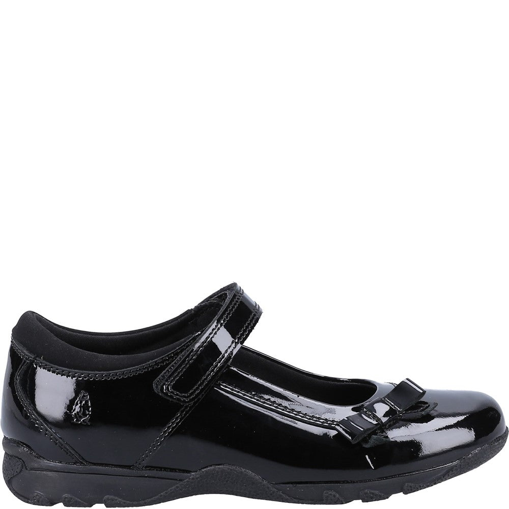 Girls BTS FLFR Black Hush Puppies Carrie School Shoe Senior