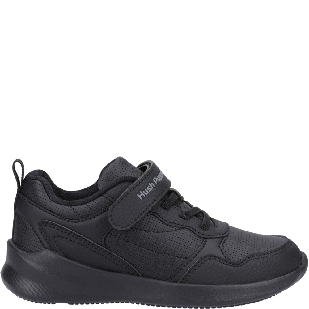 Unisex BTS Black Hush Puppies Marling Bungee Lace Junior Shoe