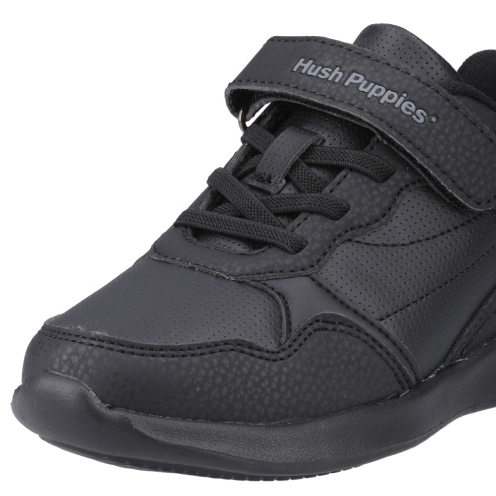Unisex BTS Black Hush Puppies Marling Bungee Lace Junior Shoe