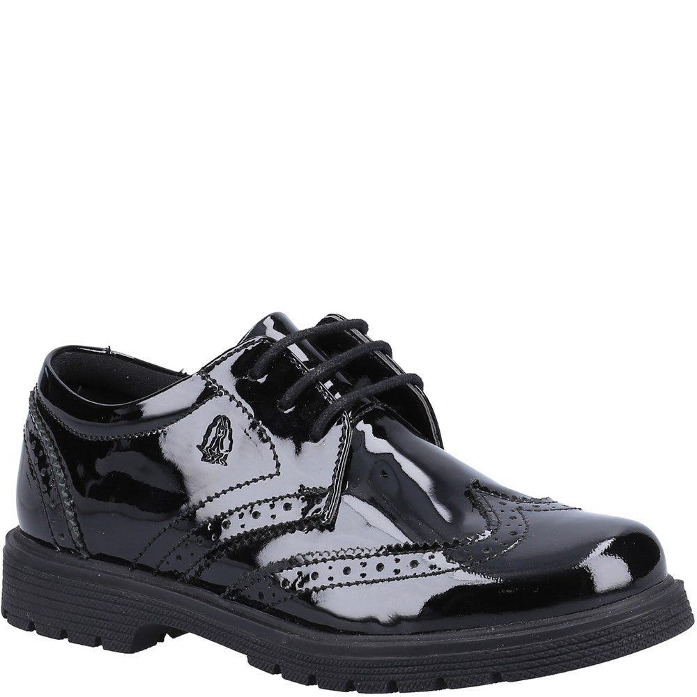 Girls BTS FLFR Black Hush Puppies Sally Patent Junior