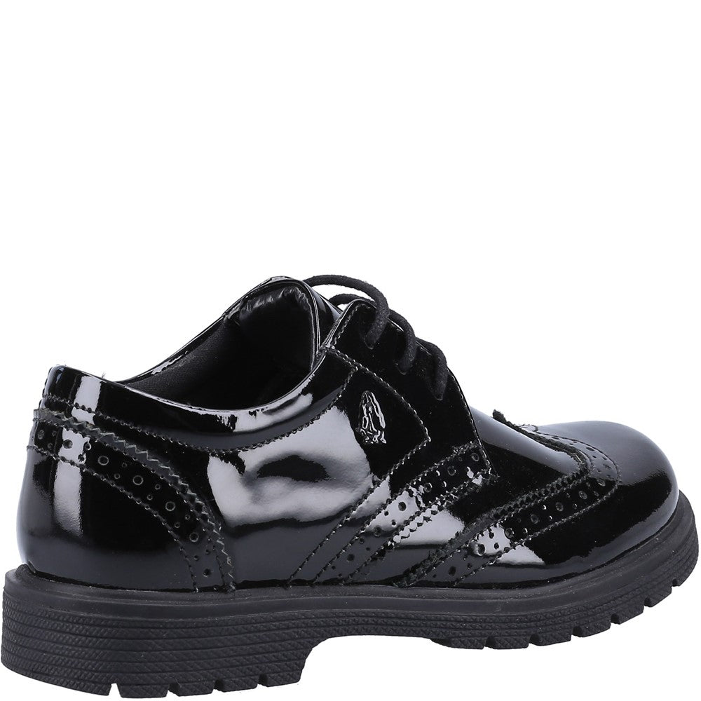 Girls BTS FLFR Black Hush Puppies Sally Patent Junior