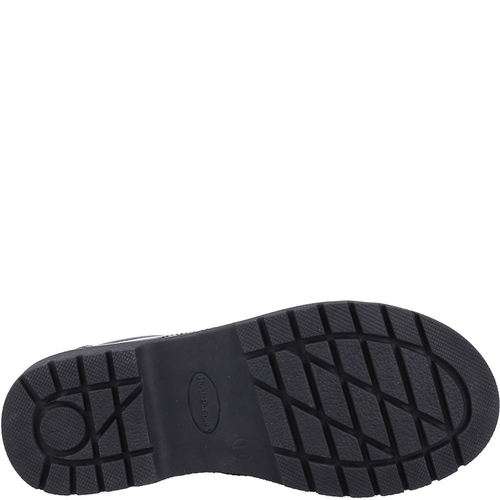 Girls BTS FLFR Black Hush Puppies Sally Patent Junior