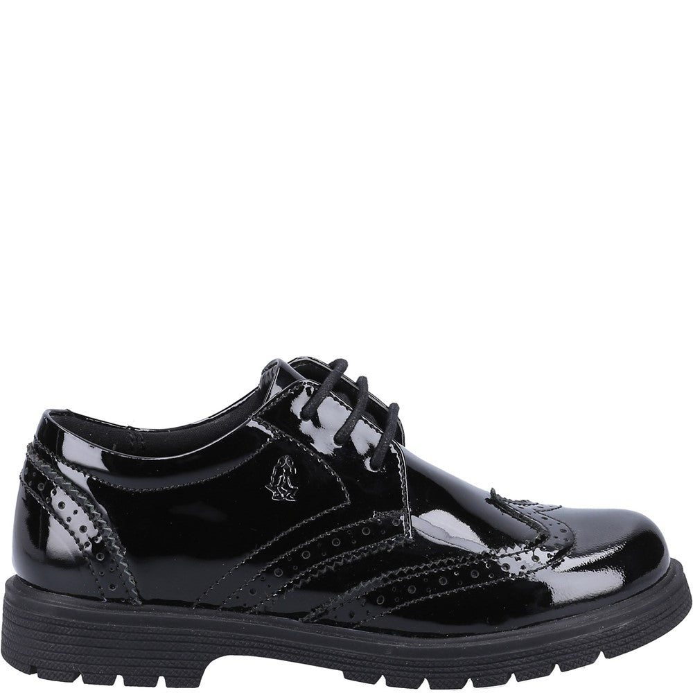 Girls BTS FLFR Black Hush Puppies Sally Patent Junior
