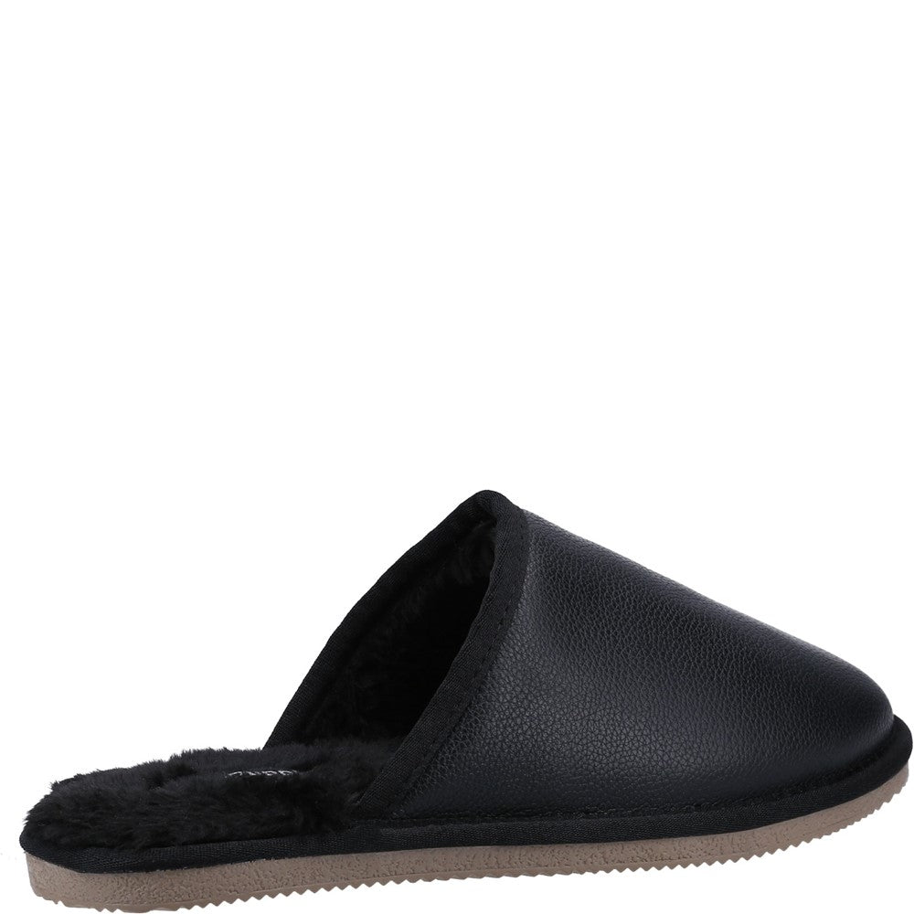 Classic Mens Slippers Black Hush Puppies Coady Leather Slipper