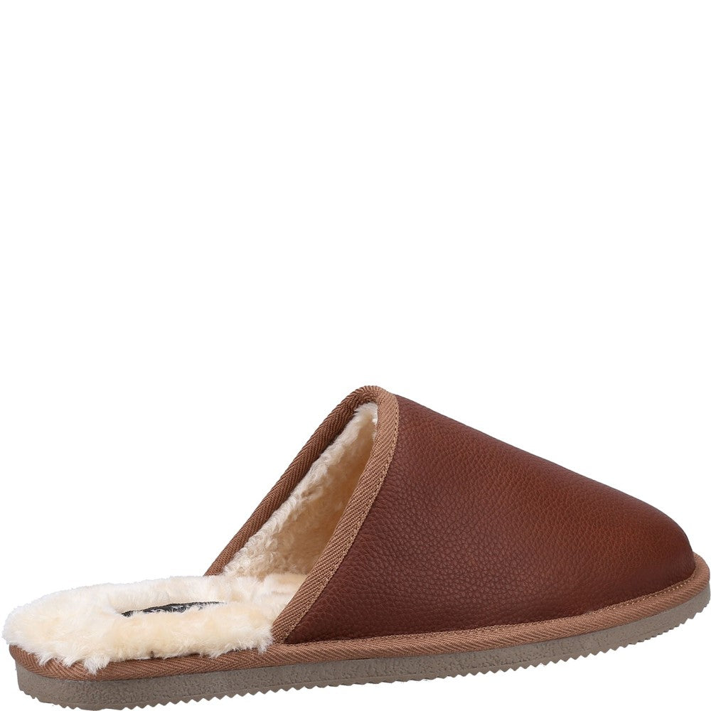 Classic Mens Slippers Tan Hush Puppies Coady Leather Slipper