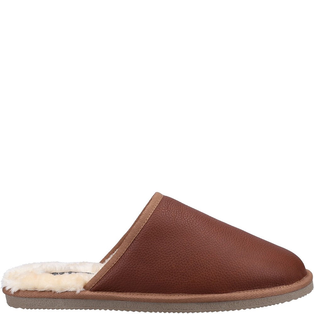 Classic Mens Slippers Tan Hush Puppies Coady Leather Slipper