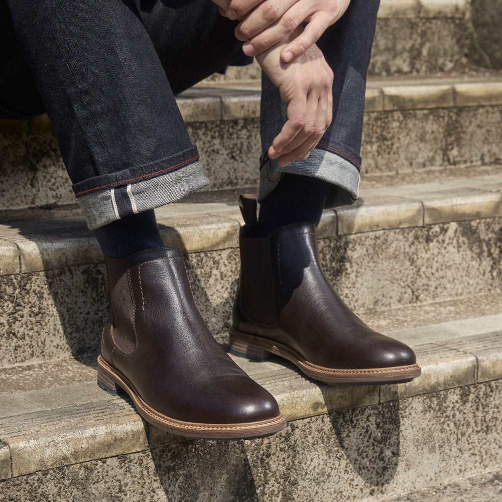 Mens Boots Chocolate Hush Puppies Justin Chelsea Boot