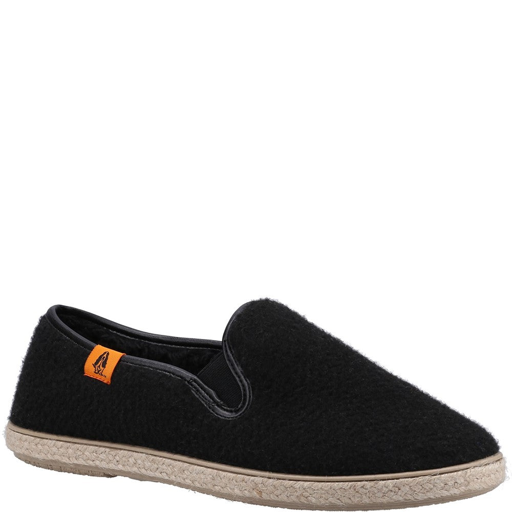 Classic Ladies Slippers Black Hush Puppies Recycled Cosy Slipper