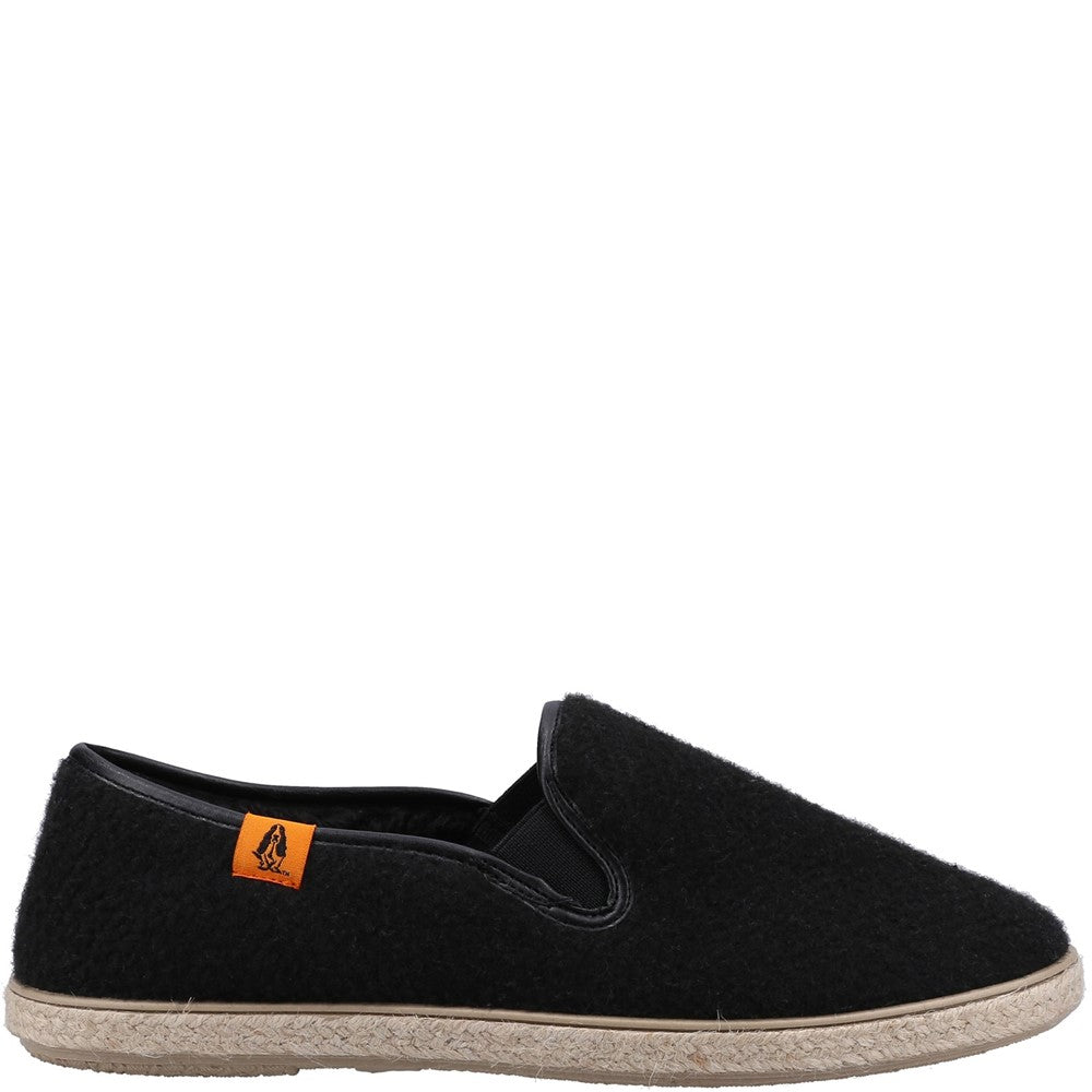 Classic Ladies Slippers Black Hush Puppies Recycled Cosy Slipper