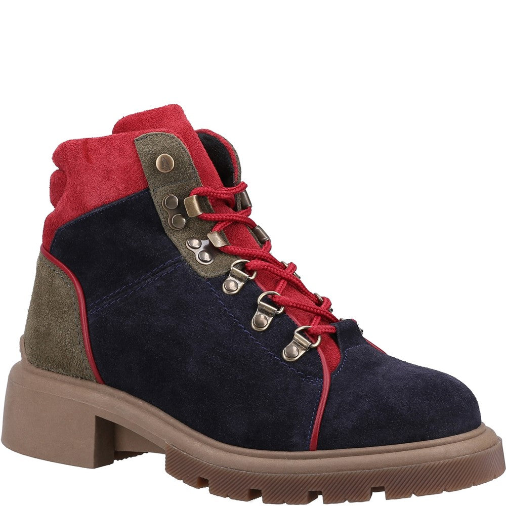 Ladies Ankle Boots Black/Beige Hush Puppies Rita Hiker Boot