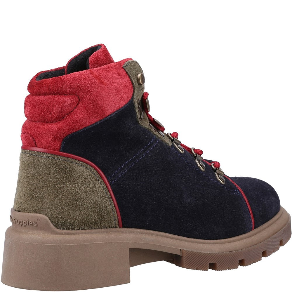 Ladies Ankle Boots Black/Beige Hush Puppies Rita Hiker Boot