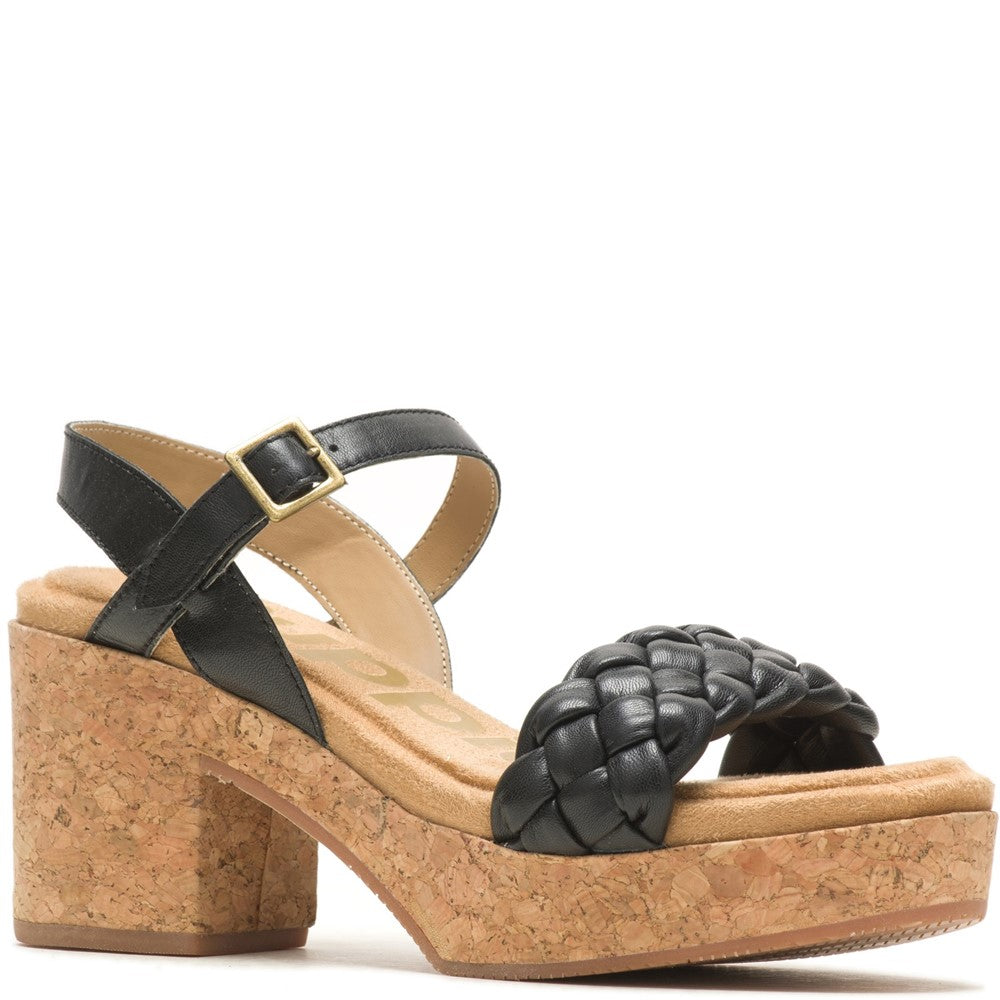 Ladies Heeled Sandals Black Hush Puppies Poppy Quarter Strap Sandal