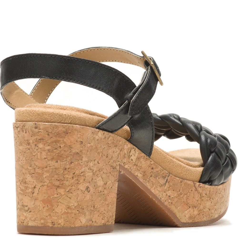 Ladies Heeled Sandals Black Hush Puppies Poppy Quarter Strap Sandal