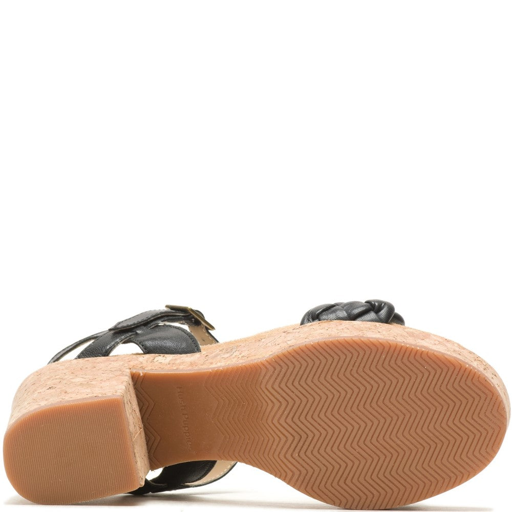 Ladies Heeled Sandals Black Hush Puppies Poppy Quarter Strap Sandal