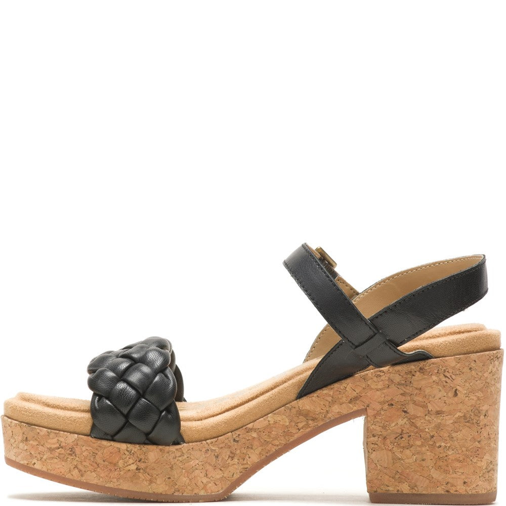 Ladies Heeled Sandals Black Hush Puppies Poppy Quarter Strap Sandal