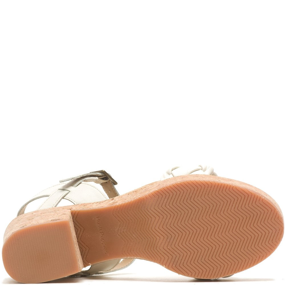 Ladies Heeled Sandals Cream Hush Puppies Poppy Quarter Strap Sandal