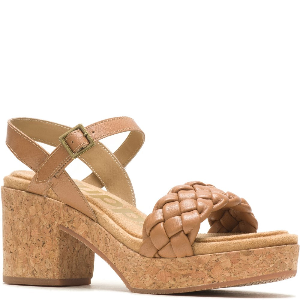 Ladies Heeled Sandals Tan Hush Puppies Poppy Quarter Strap Sandal