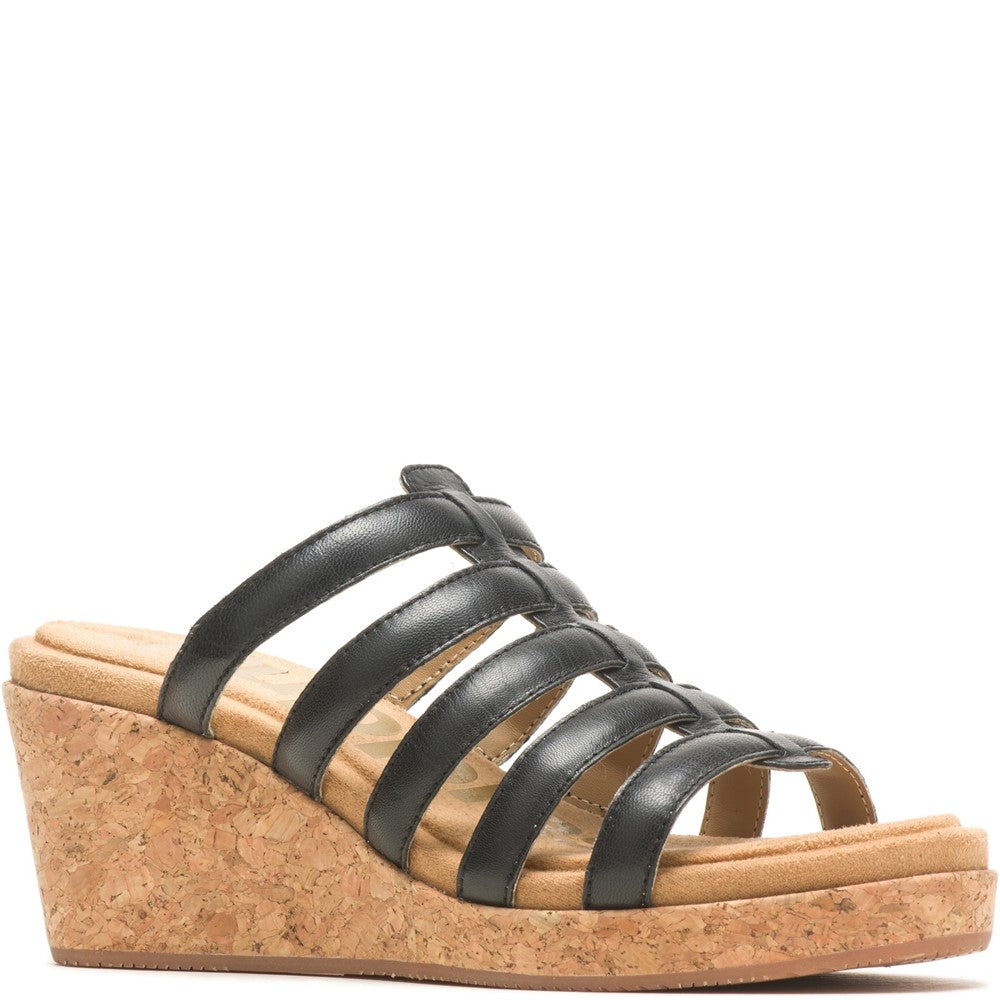 Ladies Heeled Sandals Black Hush Puppies Willow Slide