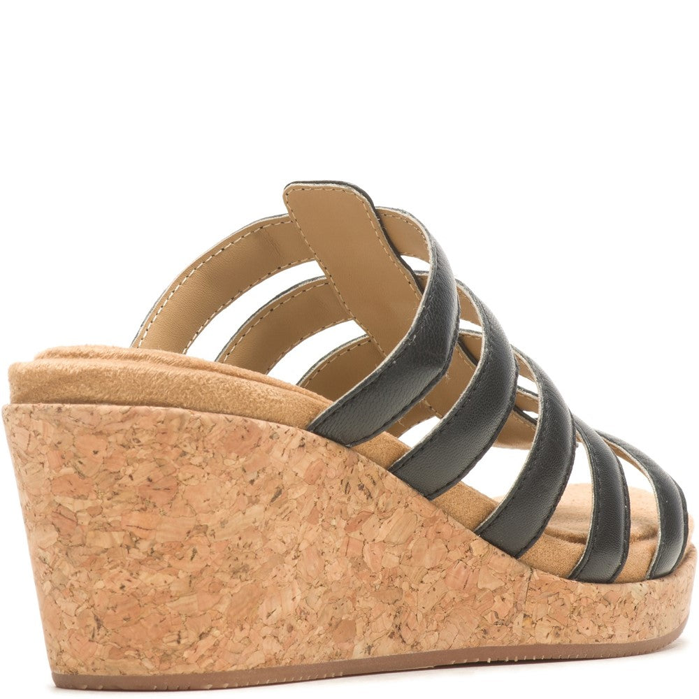 Ladies Heeled Sandals Black Hush Puppies Willow Slide