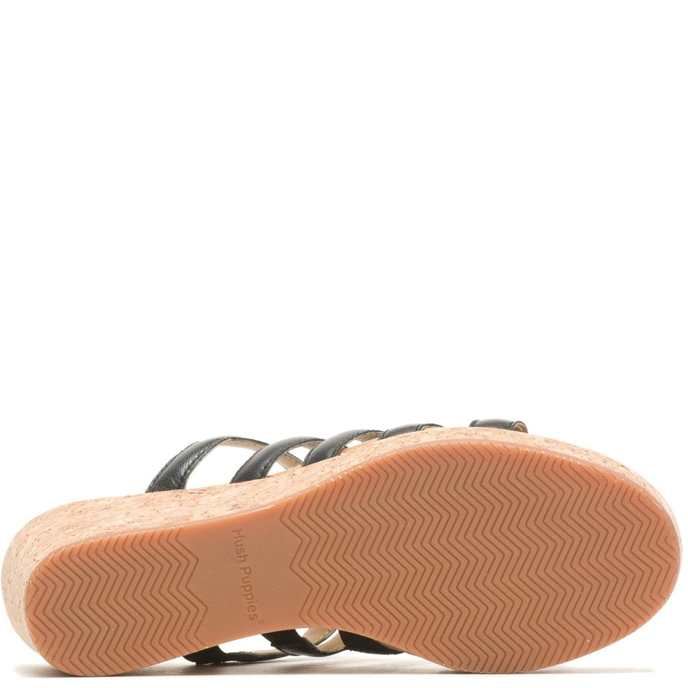 Ladies Heeled Sandals Black Hush Puppies Willow Slide