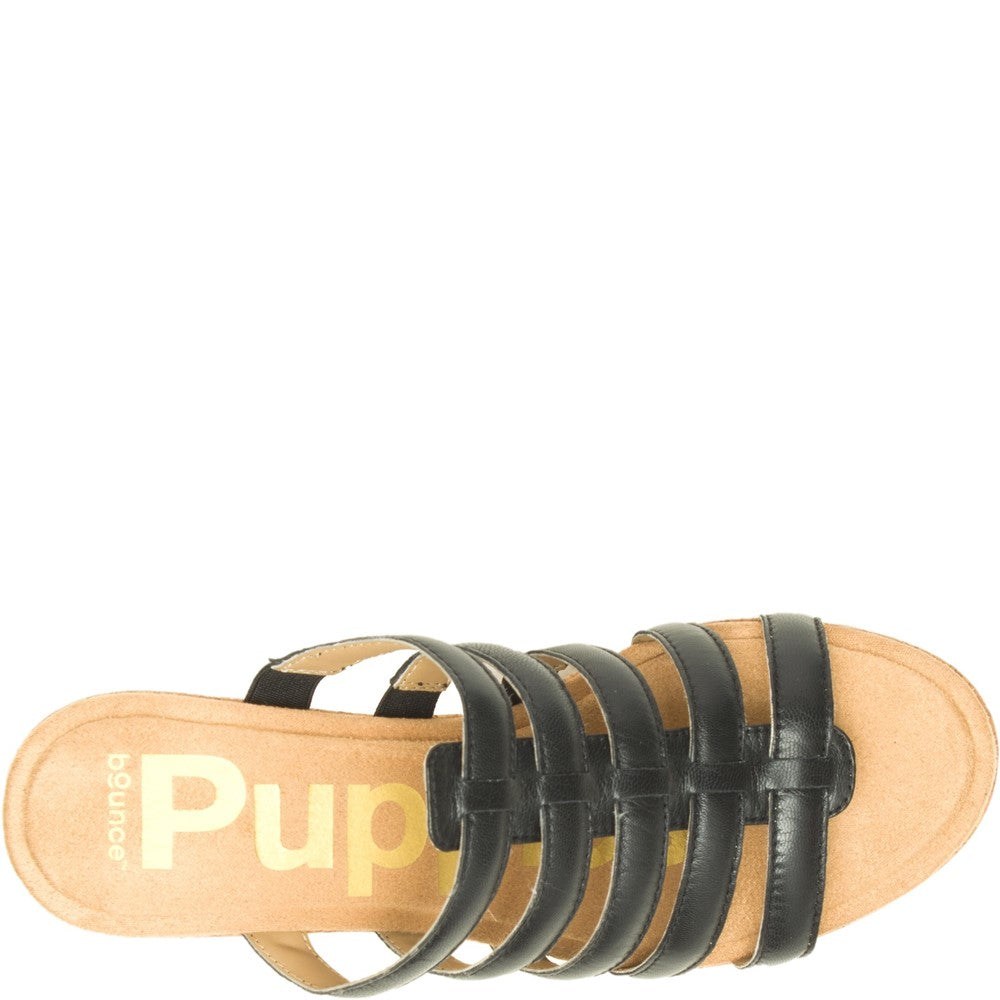 Ladies Heeled Sandals Black Hush Puppies Willow Slide
