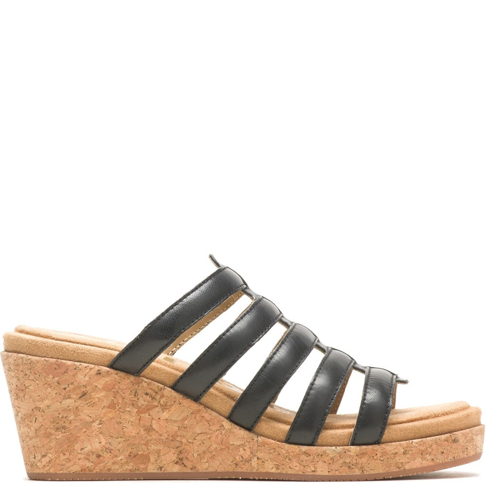 Ladies Heeled Sandals Black Hush Puppies Willow Slide