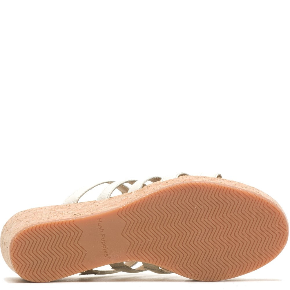 Ladies Heeled Sandals Cream Hush Puppies Willow Slide