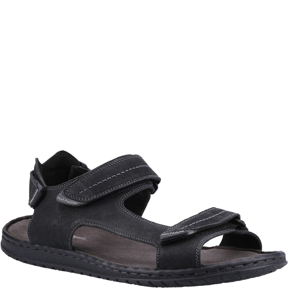 Sandal Mens Summer Black Hush Puppies Neville Quarter Strap Sandal