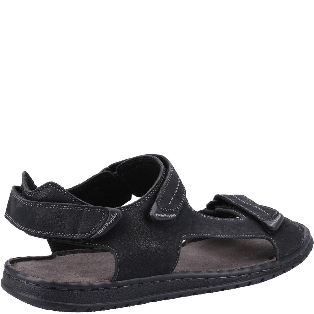 Sandal Mens Summer Black Hush Puppies Neville Quarter Strap Sandal