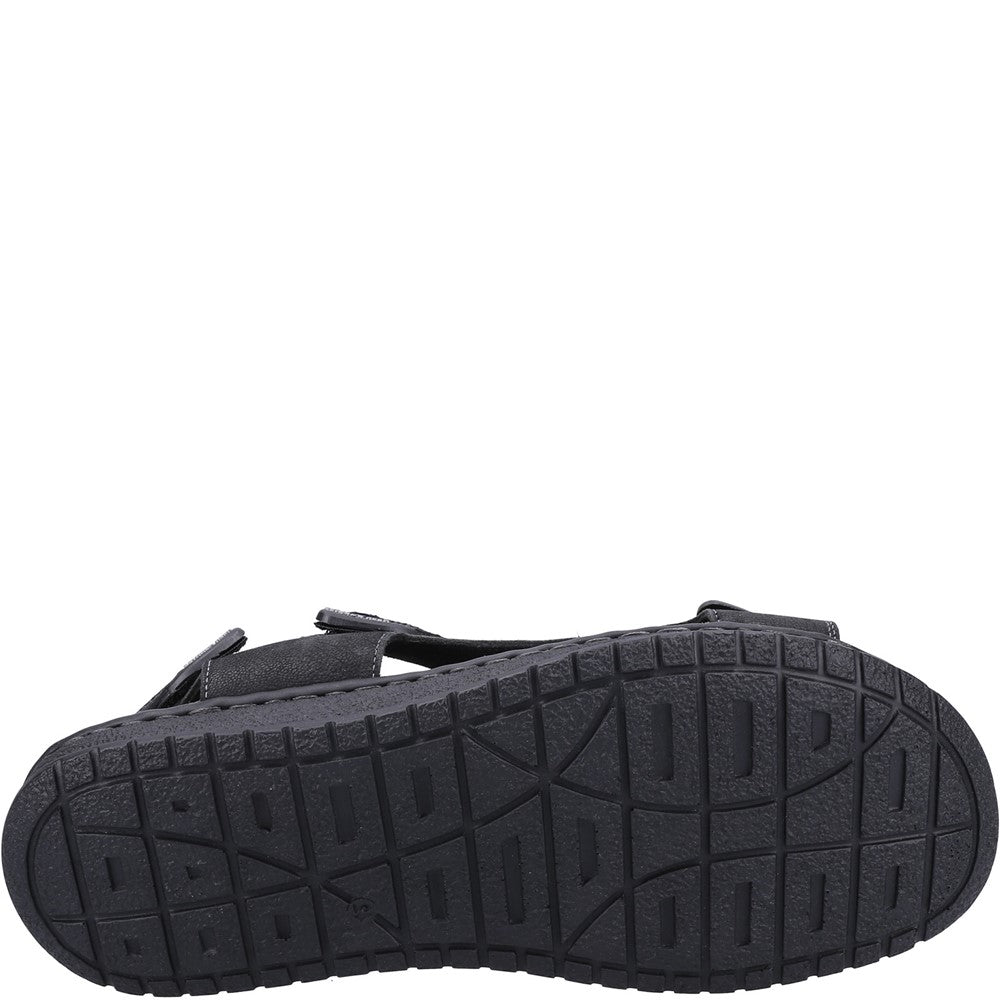 Sandal Mens Summer Black Hush Puppies Neville Quarter Strap Sandal