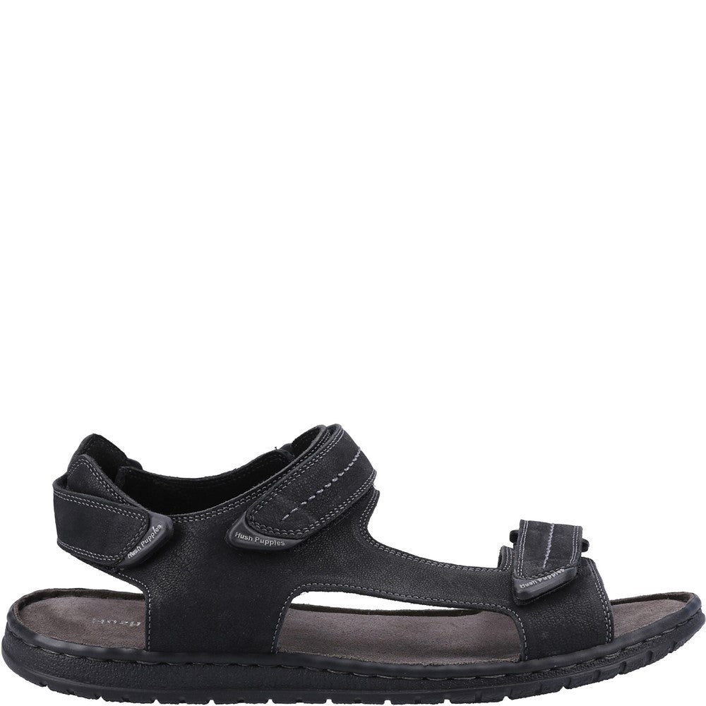 Sandal Mens Summer Black Hush Puppies Neville Quarter Strap Sandal