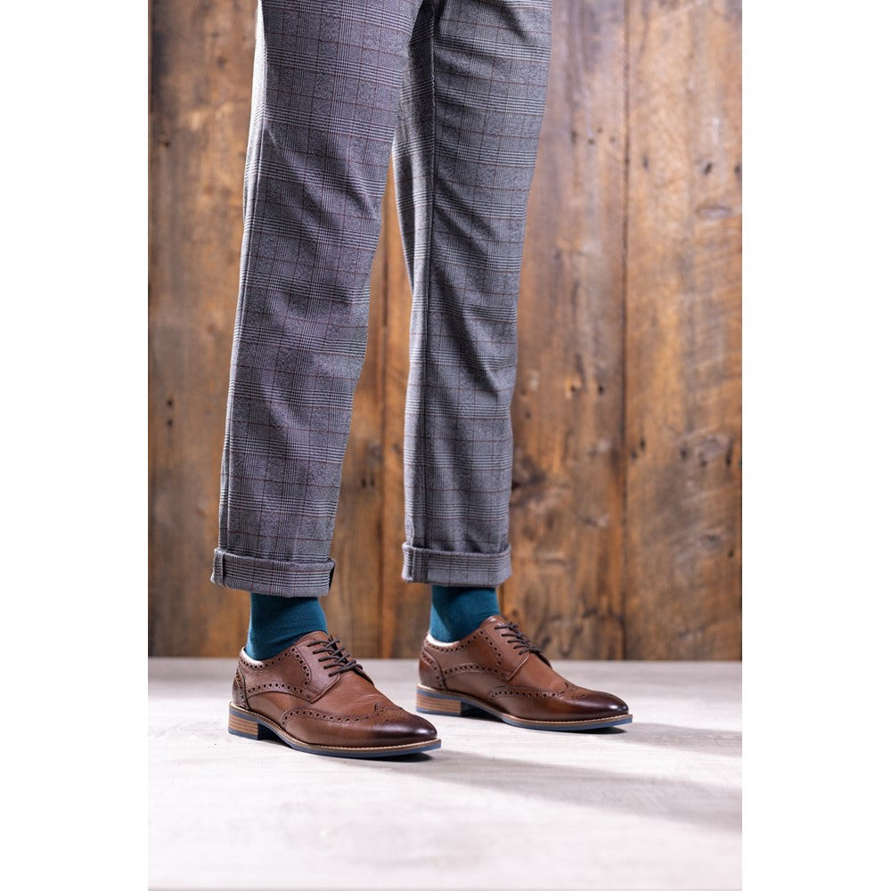 Mens Formal Lace Up Shoes Brown Hush Puppies Dustin Brogue Shoe