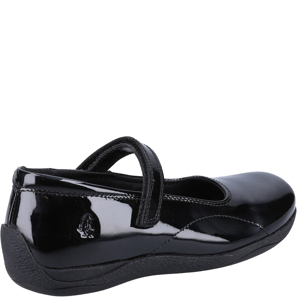 Girls BTS FLFR Black Hush Puppies Aria Patent SNR Shoe