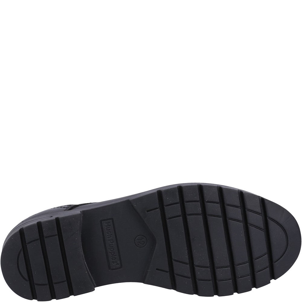 Girls BTS FLFR Black Hush Puppies Jayne Lace Up SNR Shoe