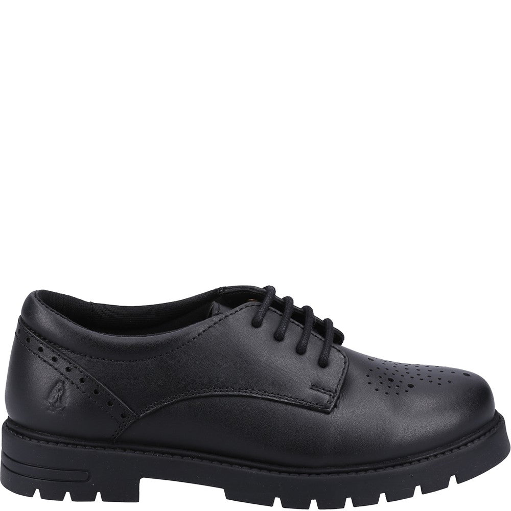 Girls BTS FLFR Black Hush Puppies Jayne Lace Up SNR Shoe