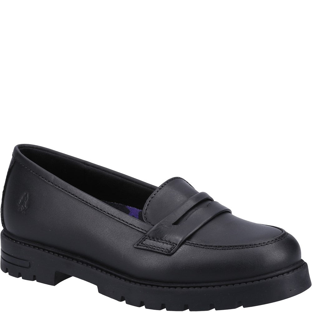Girls BTS FLFR Black Hush Puppies Hazel Loafer SNR Shoe