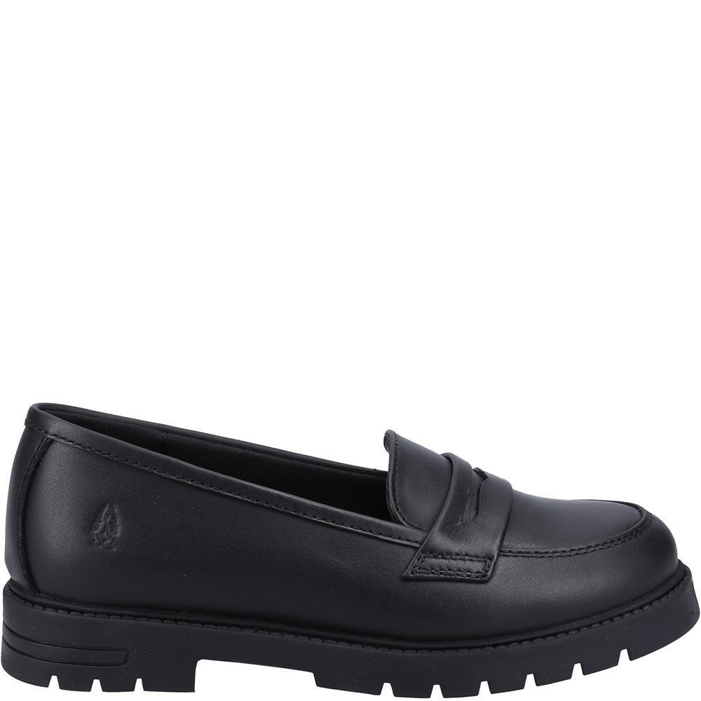 Girls BTS FLFR Black Hush Puppies Hazel Loafer SNR Shoe