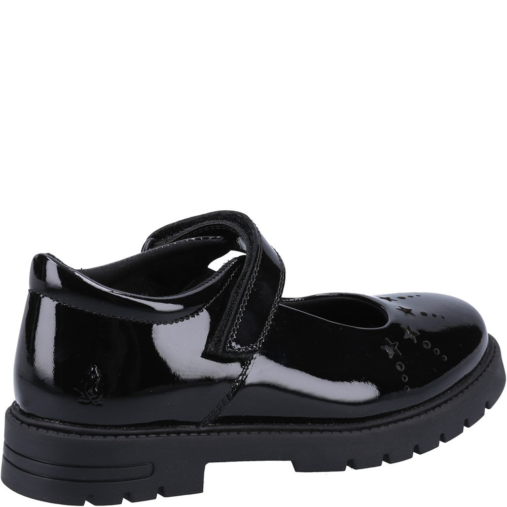 Girls BTS FLFR Black Hush Puppies Sabrina Patent JNR Shoe