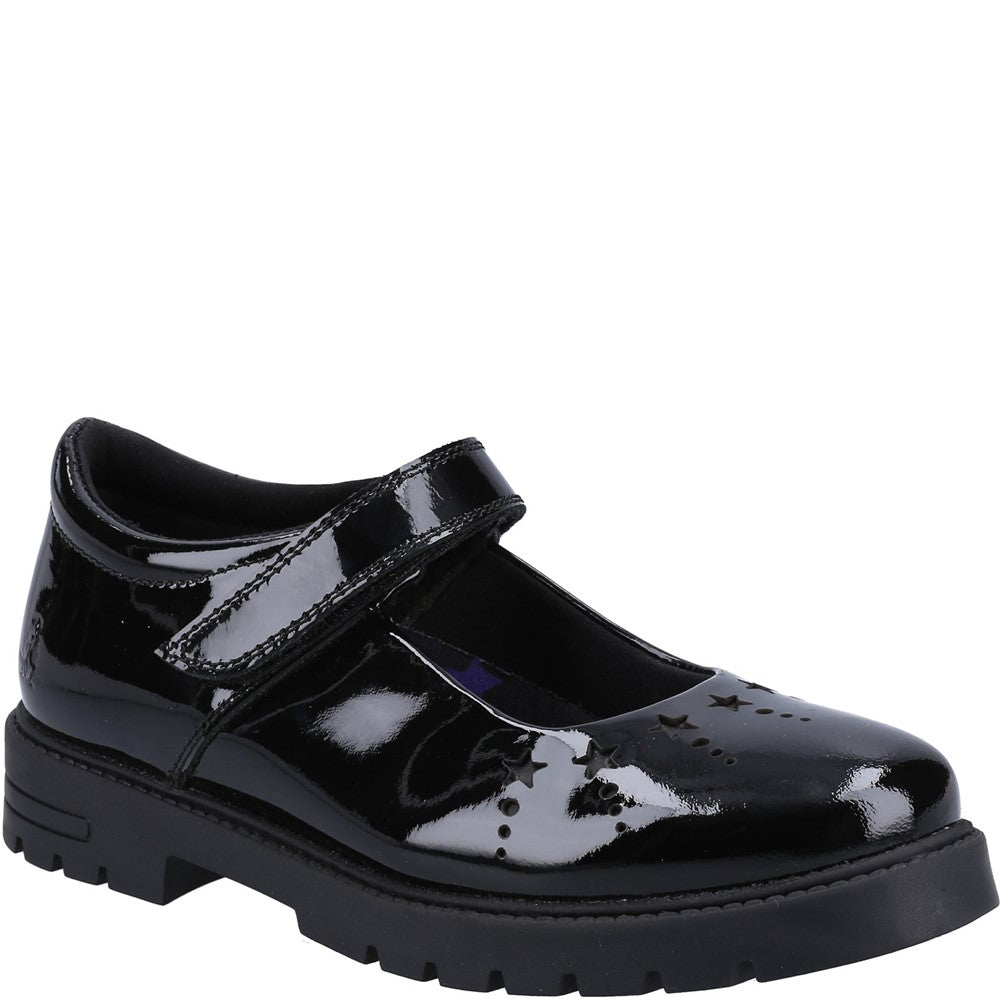 Girls BTS FLFR Black Hush Puppies Sabrina Patent SNR Shoe