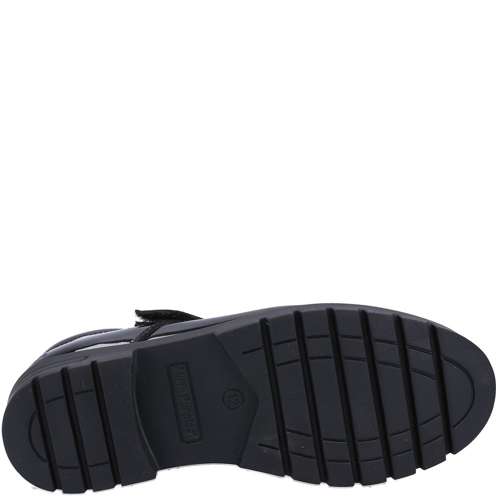 Girls BTS FLFR Black Hush Puppies Sabrina Patent SNR Shoe