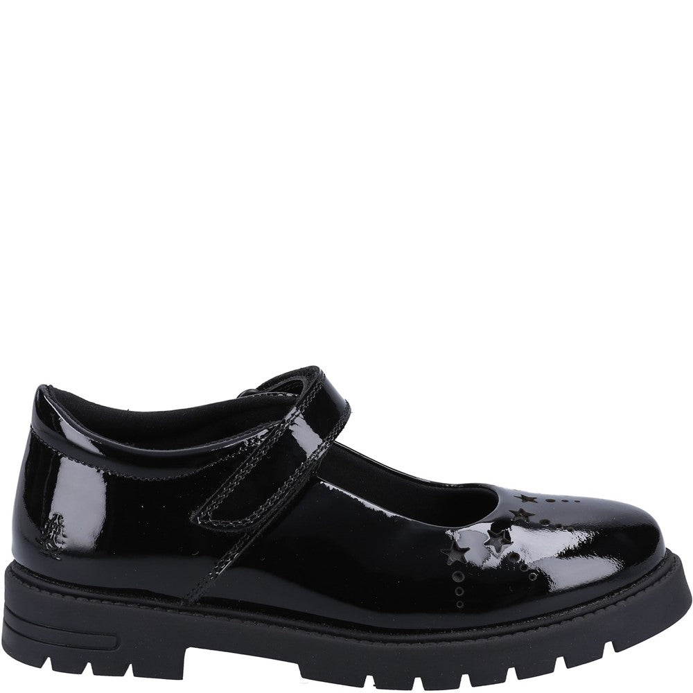 Girls BTS FLFR Black Hush Puppies Sabrina Patent SNR Shoe