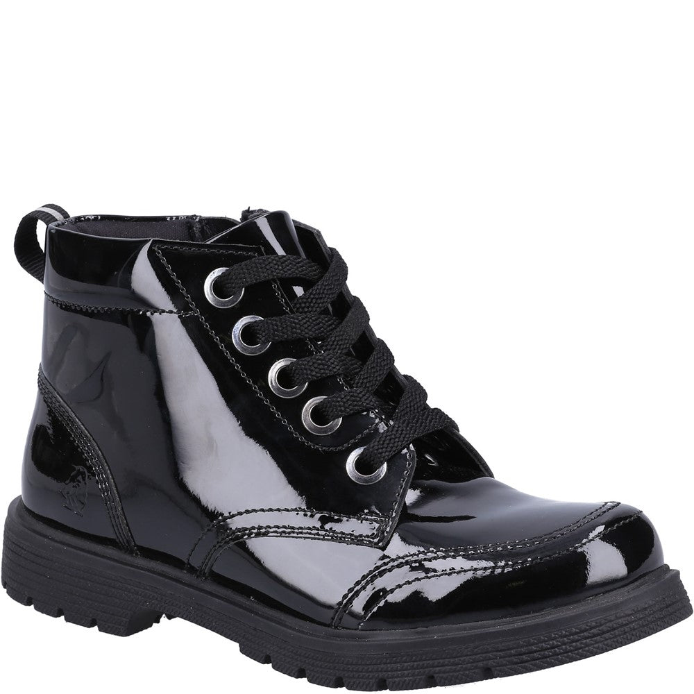 Girls BTS FLFR Black Hush Puppies Jolie Patent JNR Chelsea