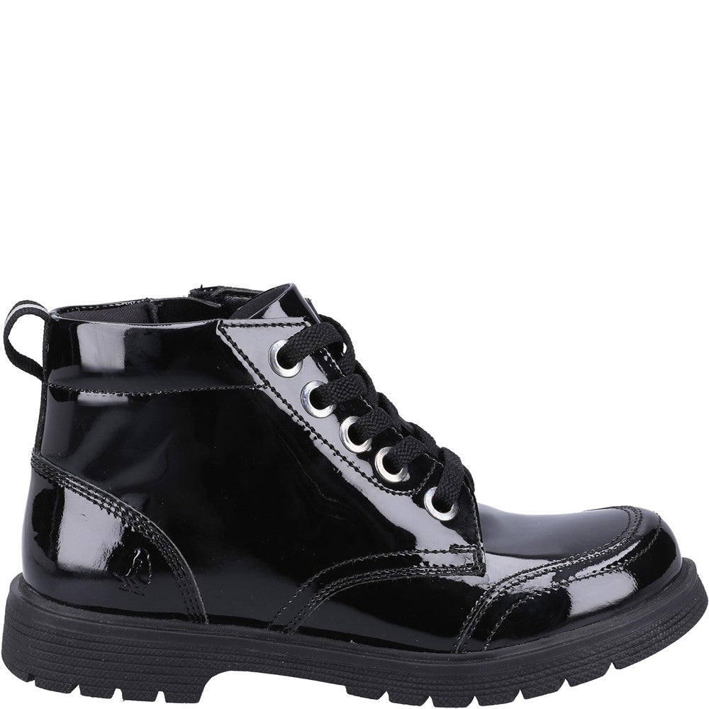 Girls BTS FLFR Black Hush Puppies Jolie Patent JNR Chelsea