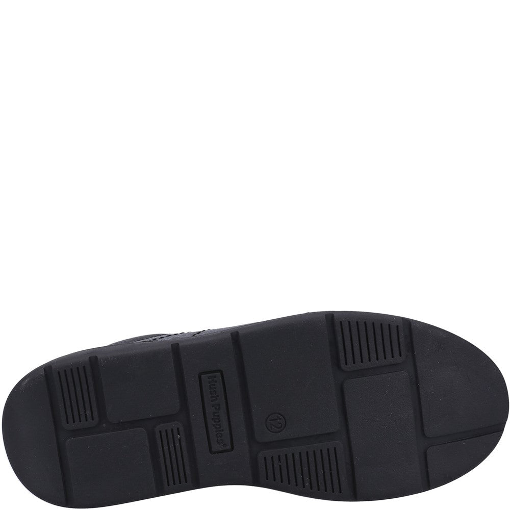 Boys BTS FLFR Black Hush Puppies Robert SNR Shoe