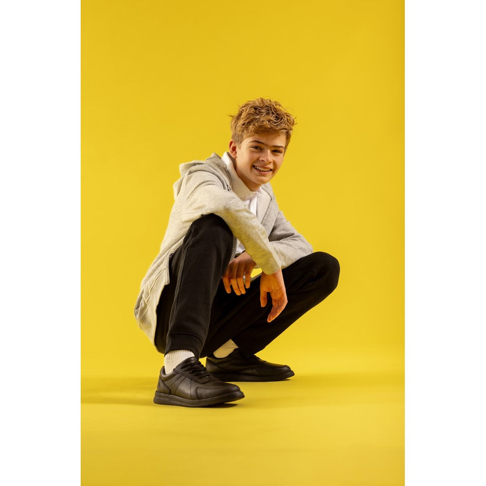 Boys BTS FLFR Black Hush Puppies Robert SNR Shoe