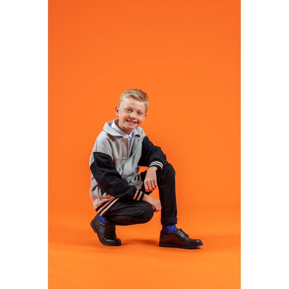 Boys BTS FLFR Black Hush Puppies Oliver SNR Shoe